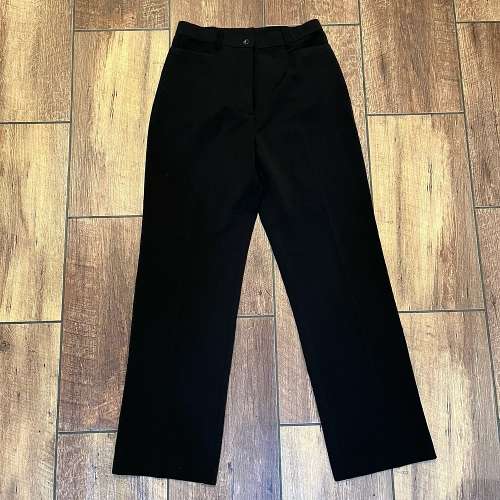 Vtg Index USA Women's Dress Pants Black Petite Size 10P Squared Pockets Workwear